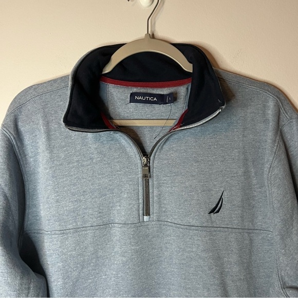 Men’s Nautica blue quarter zip pullover sweater size large L - Picture 2 of 5